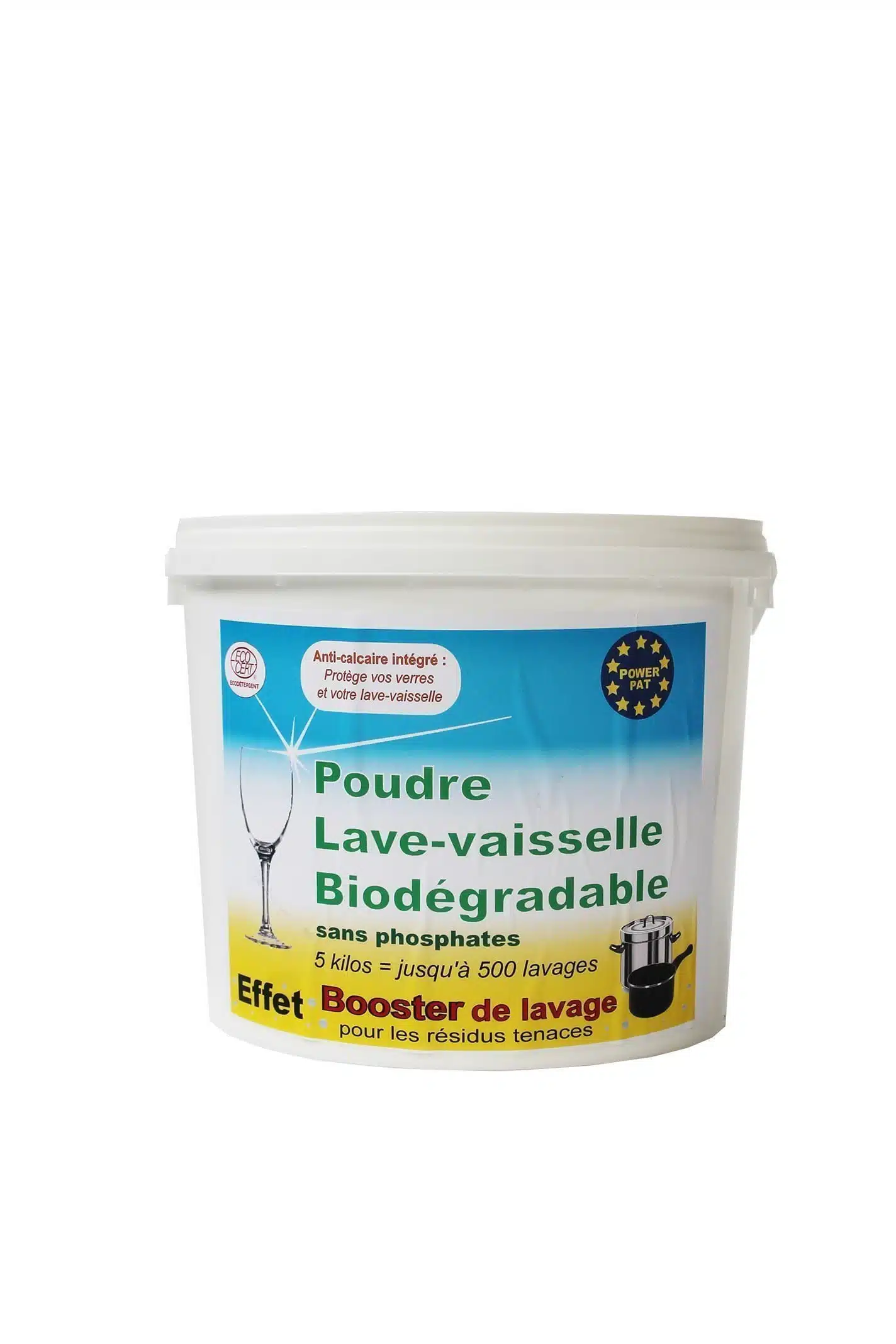 Poudre Lave Vaisselle Biodégradable 2 kg POWERPAT® - Powerpat - Lessive Bio  - Sel détachant Powerpat - Lessive détachante - Lessive Bio